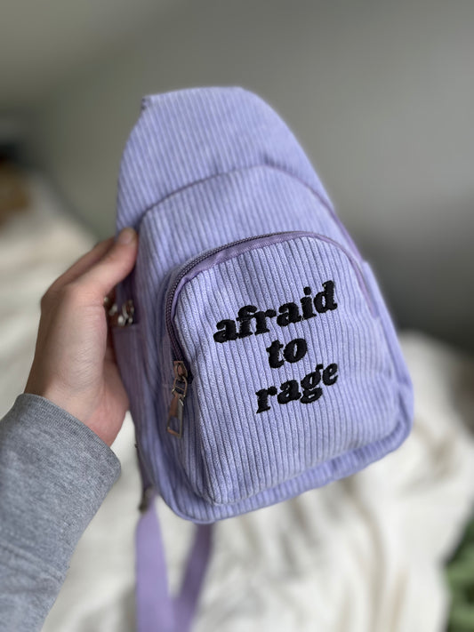 "Afraid to Rage" Corduroy Crossbody Bag